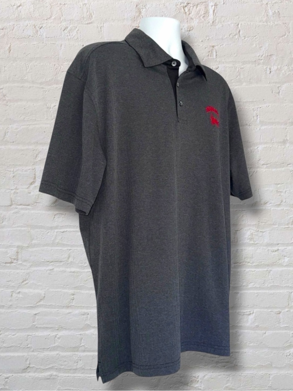 Champion Nebraska Huskers Polo Shirt Men’s Gray Short Sleeve Embroidered Logo XL - Picture 2 of 6